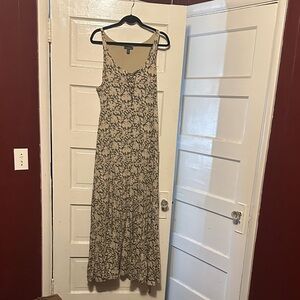 Ralph Lauren Beige Maxi Dress with Dark Green Floral Print